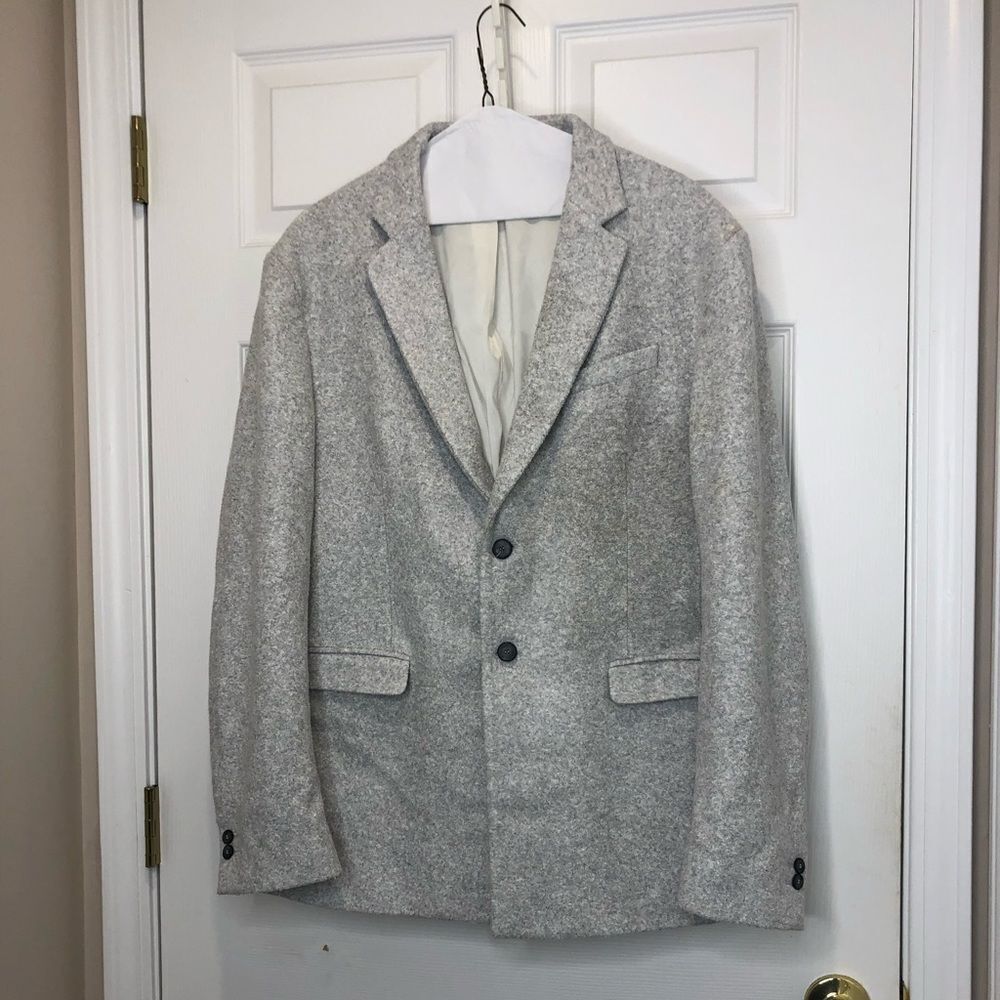Zara wool blend 2 button grey blazer suit jacket, size 44 - Picture 3 of 15